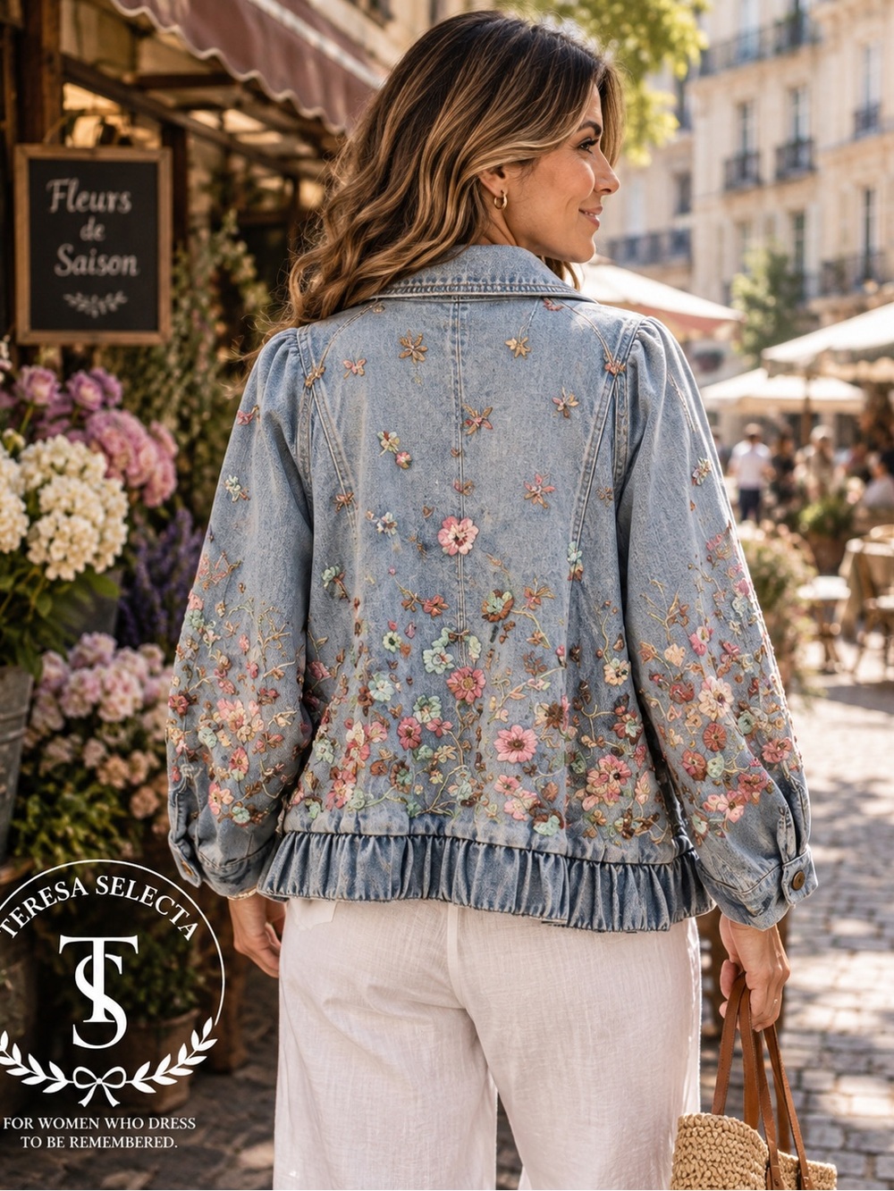 NEW! ✨ Floral Sequin Embellished Denim Jacket One Size Boutique Statement